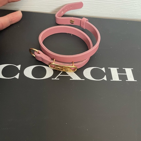 Coach Pink Leather Bracelet with Gold Accents - Picture 2 of 5